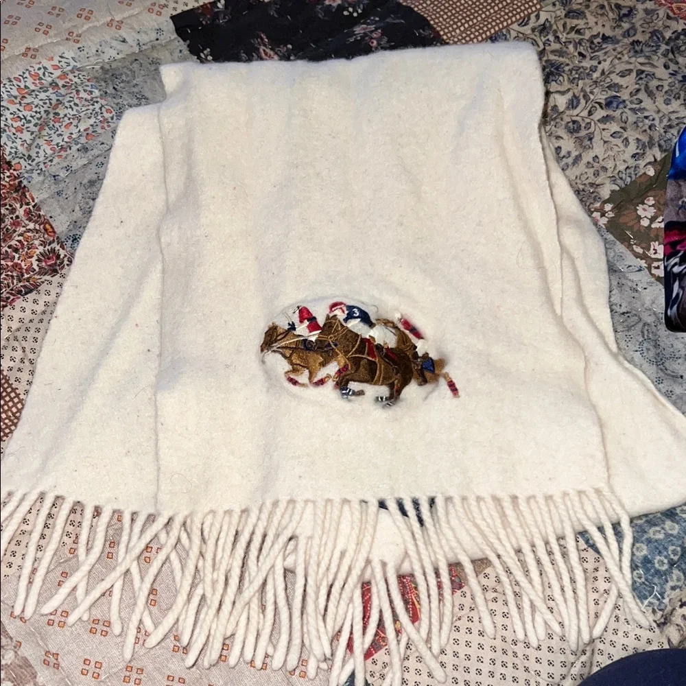 90s Vintage Polo Ralph Lauren Italy Lambswool scarf 8” x 44”